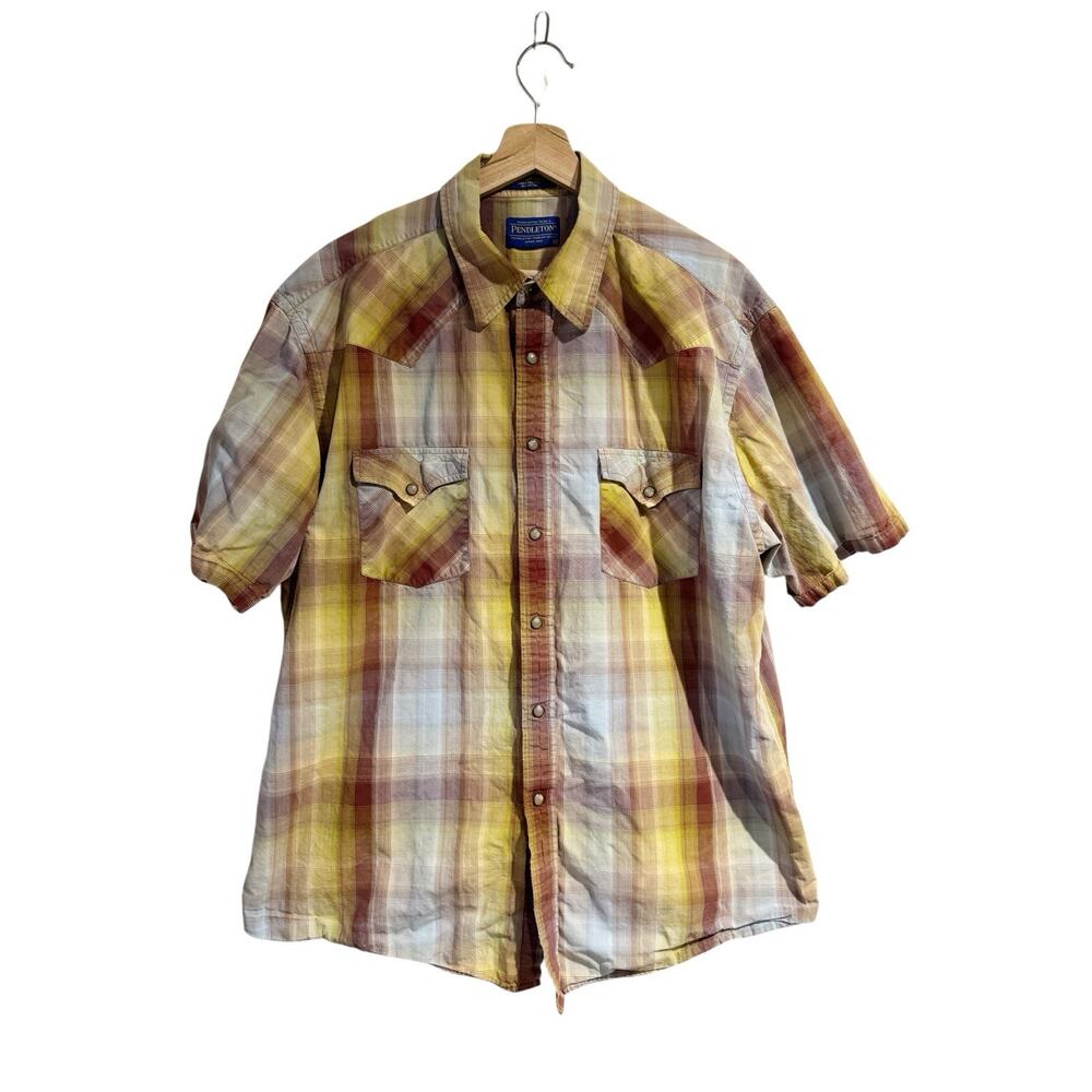 Pendleton Vintage Men’s XL Pearl Snap Button Down Short Sleeve Plaid Shirt